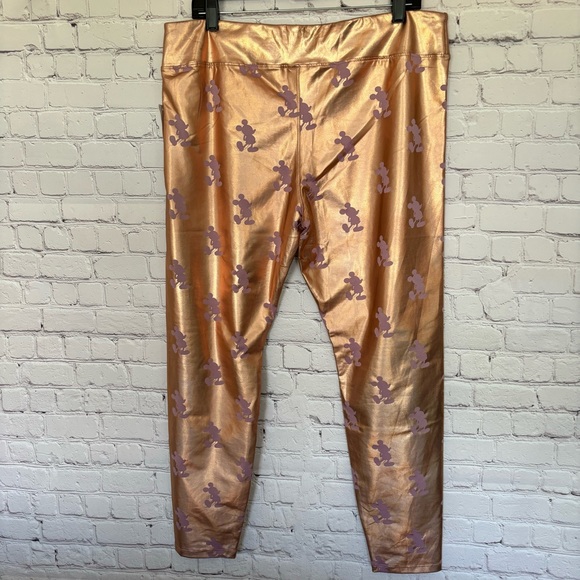 Disney Mickey Mouse Metallic Rose Gold Leggings--XL - Picture 3 of 15